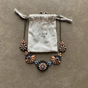 JCrew Factory blue and peach flower necklace
